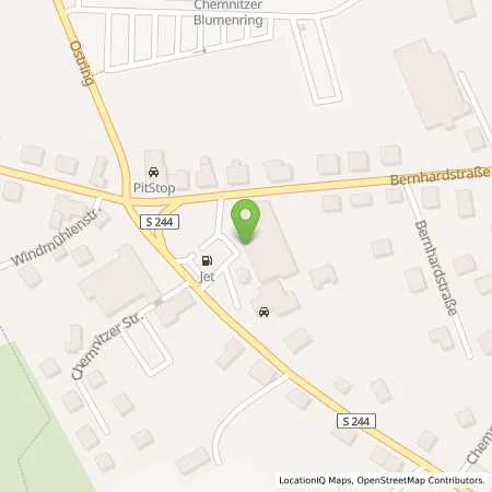 Standortübersicht der Tankstelle JET LIMBACH-OBERFROHNA CHEMNITZER STR. 89 in 09212 LIMBACH-OBERFROHNA