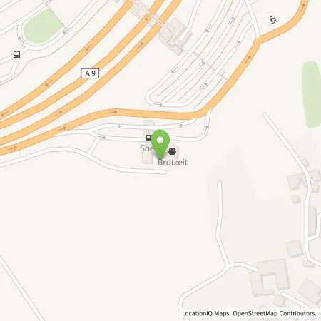 Standortübersicht der Tankstelle Shell Berg A9 Frankenwald Ost in 95180 Berg