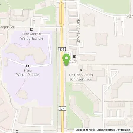 Standortübersicht der Tankstelle JET FRANKENTHAL MAHLASTR. 89 in 67227 FRANKENTHAL