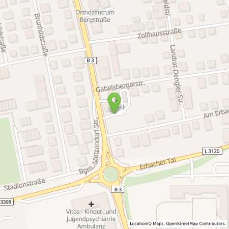 Standortübersicht der Benzin-Super-Diesel Tankstelle: Shell Heppenheim Ludwigstr. 46 in 64646, Heppenheim
