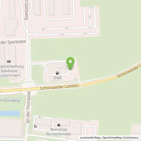 Standortübersicht der Tankstelle Shell Greifswald Schoenwalder Landstr. 28 in 17489 Greifswald