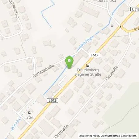 Standortübersicht der Tankstelle Esso Tankstelle in 57258 FREUDENBERG