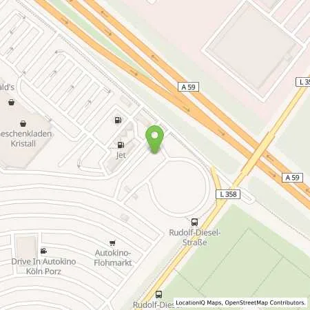 Standortübersicht der Tankstelle JET KOELN RUDOLF-DIESEL-STR. 32-36 in 51149 KOELN