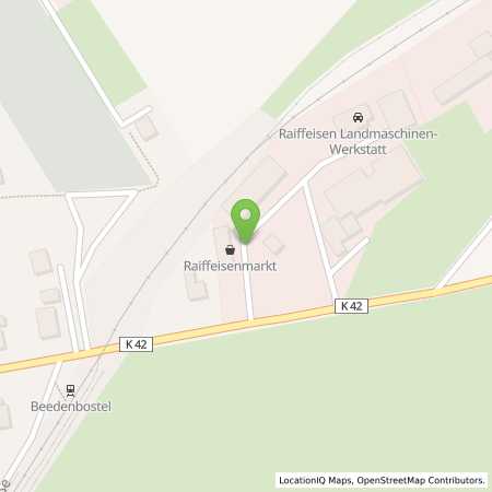 Standortübersicht der Benzin-Super-Diesel Tankstelle: Raiffeisen Waren GmbH in 29355, Beedenbostel