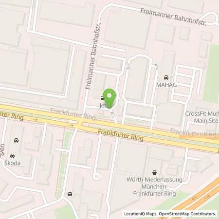Standortübersicht der Tankstelle JET MUENCHEN FRANKFURTER RING 241 in 80807 MUENCHEN