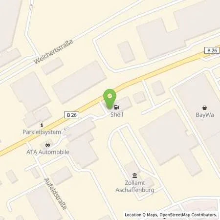 Standortübersicht der Tankstelle Shell Aschaffenburg Schoenbornstr. 36 in 63741 Aschaffenburg