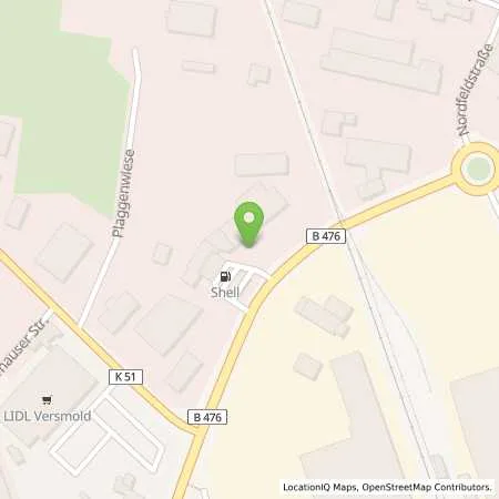 Standortübersicht der Tankstelle Shell Versmold Westheider Weg 25 in 33775 Versmold
