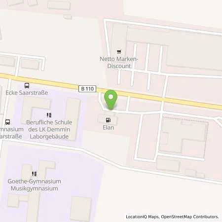 Standortübersicht der Tankstelle Elan Demmin in 17109 Demmin