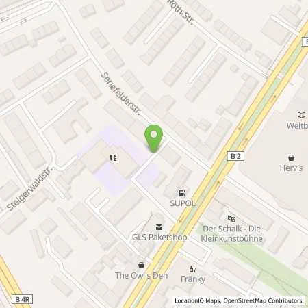 Standortübersicht der Tankstelle NUERNBERG - AEUßERE BAYREUTHER STR. in 90409 Nuernberg