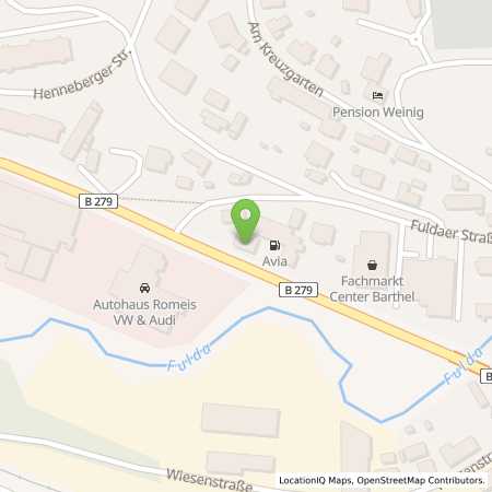 Standortübersicht der Benzin-Super-Diesel Tankstelle: AVIA Tankstelle in 36129, Gersfeld (Rhön)