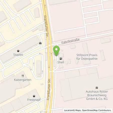 Standortübersicht der Tankstelle Shell Braunschweig Frankfurter Str 41 in 38122 Braunschweig