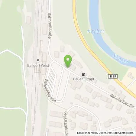 Standortübersicht der Tankstelle Bauer Oelzapf Mineralölvertrieb GmbH in 74405 Gaildorf