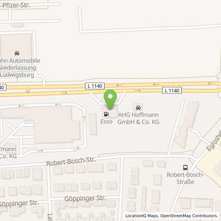 Standortübersicht der Benzin-Super-Diesel Tankstelle: Esso Tankstelle in 71636, LUDWIGSBURG