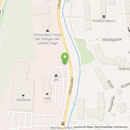 Standortübersicht der Tankstelle JET WERDAU UFERSTR. 11 in 08412 WERDAU