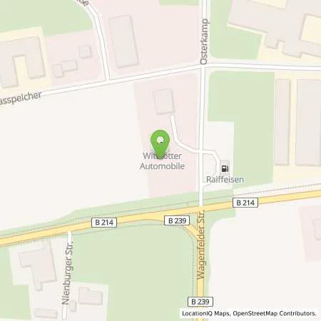 Standortübersicht der Tankstelle Raiffeisen-Warengenossenschaft Groß Lessen-Diepholz eG in 49453 Rehden