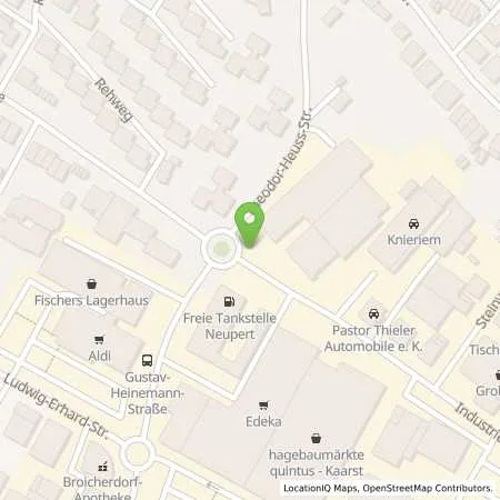 Standortübersicht der Tankstelle Supermarkt-Tankstelle KAARST INDUSTRIESTR. 46 in 41564 KAARST