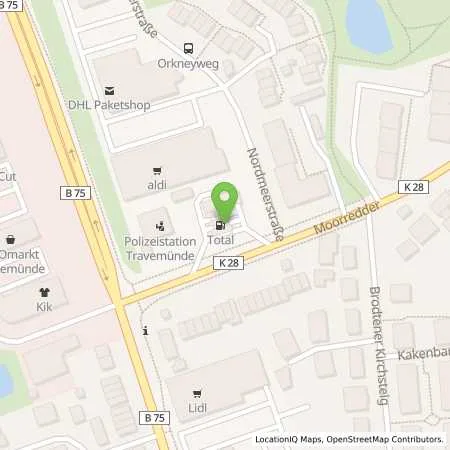 Standortübersicht der Tankstelle TotalEnergies Travemuende in 23570 Travemuende