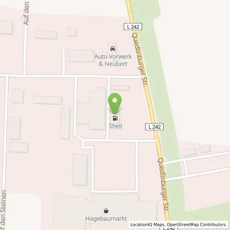 Standortübersicht der Tankstelle Shell Quedlinburg Auf Den Steinen 16 in 06485 Quedlinburg