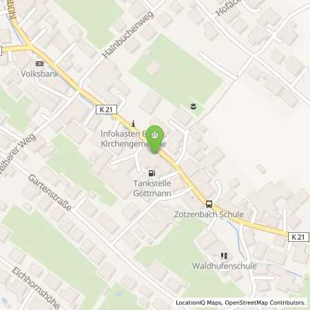 Standortübersicht der Tankstelle Göttmann-Mineralöle GmbH in 64668 Rimbach (Zotzenbach)