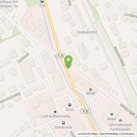 Standortübersicht der Benzin-Super-Diesel Tankstelle: Esso Tankstelle in 34497, KORBACH