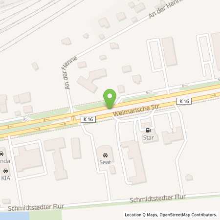 Standortübersicht der Benzin-Super-Diesel Tankstelle: star Tankstelle in 99099, Erfurt