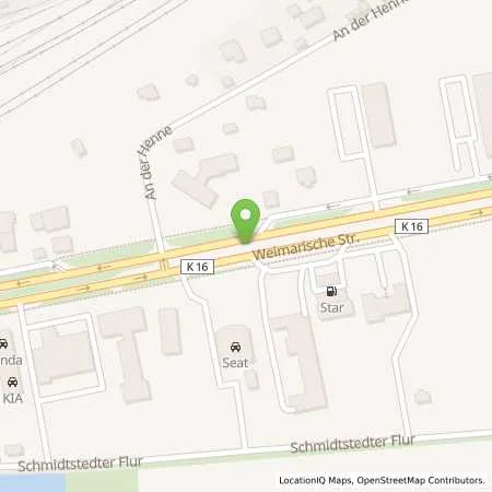 Standortübersicht der Tankstelle star Tankstelle in 99099 Erfurt