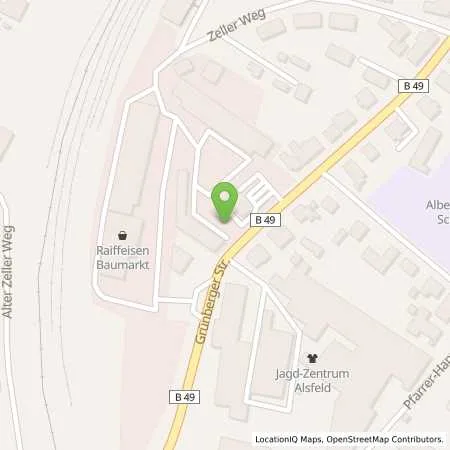 Standortübersicht der Tankstelle Raiffeisen Waren GmbH & Co. Betriebs KG Alsfeld in 36304 Alsfeld