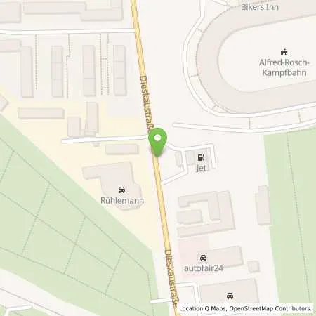 Standortübersicht der Tankstelle JET LEIPZIG DIESKAUSTR. 111 in 04249 LEIPZIG