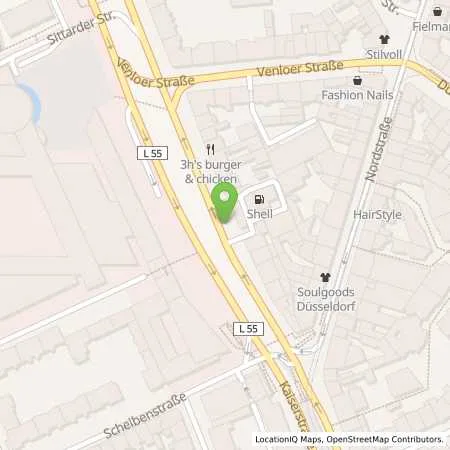 Standortübersicht der Tankstelle Shell Duesseldorf Fischerstr. 9-15 in 40477 Duesseldorf
