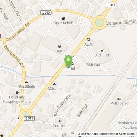 Standortübersicht der Tankstelle JET ERBACH EHINGER STR. 11 in 89155 ERBACH