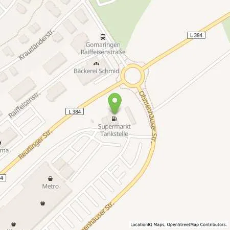 Standortübersicht der Tankstelle Supermarkt-Tankstelle GOMARINGEN OHMENHAEUSER STR. 15 in 72810 GOMARINGEN