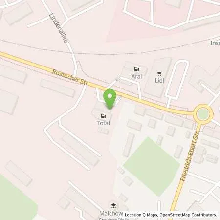 Standortübersicht der Tankstelle TotalEnergies Malchow in 17213 Malchow