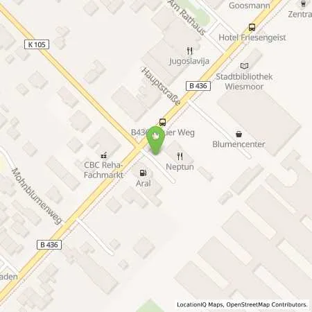 Standortübersicht der Tankstelle Aral Tankstelle in 26639 Wiesmoor