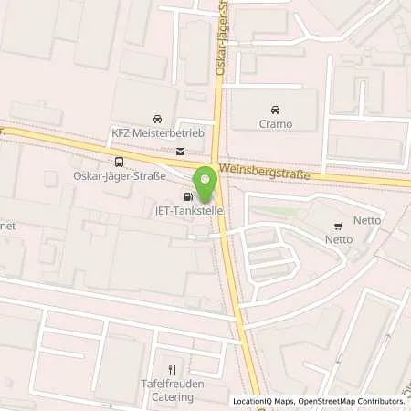 Standortübersicht der Tankstelle JET KOELN WIDDERSDORFER STR. 165 in 50825 KOELN