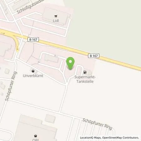Standortübersicht der Tankstelle Supermarkt-Tankstelle SCHORFHEIDE AN DER B 167 in 16244 SCHORFHEIDE