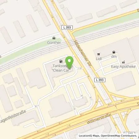 Standortübersicht der Tankstelle Clean Car AG NL102 in 30519 Hannover