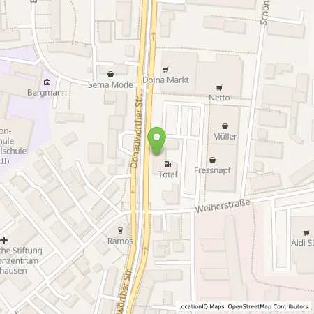 Standortübersicht der Tankstelle TotalEnergies Augsburg in 86154 Augsburg