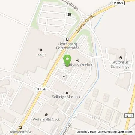 Standortübersicht der Tankstelle Autohaus Weeber GmbH in 71032 Herrenberg