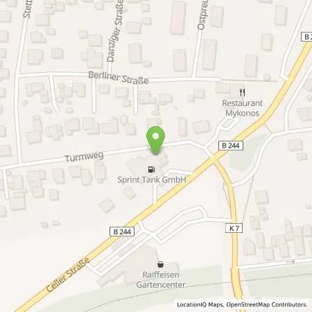 Standortübersicht der Tankstelle Sprint Hankensbüttel Celler Str. in 29386 Hankensbüttel