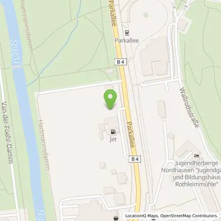 Standortübersicht der Tankstelle JET NORDHAUSEN PARKALLEE 14 in 99734 NORDHAUSEN