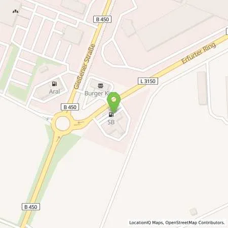 Standortübersicht der Tankstelle SB Fritzlar Erfurter Ring 2 in 34560 Fritzlar