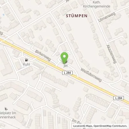 Standortübersicht der Tankstelle JET ROESRATH BIRKENWEG 2 in 51503 ROESRATH