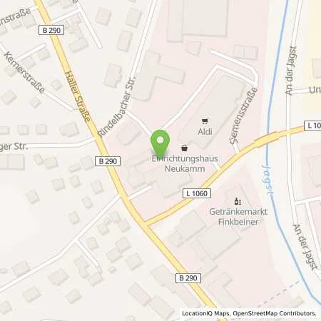 Standortübersicht der Tankstelle JET ELLWANGEN HALLER STRASSE 30 in 73479 ELLWANGEN