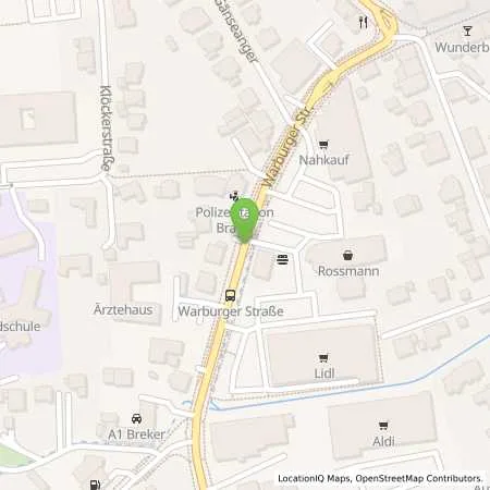 Standortübersicht der Tankstelle Supermarkt-Tankstelle BRAKEL WARBURGER STR. 38 in 33034 BRAKEL
