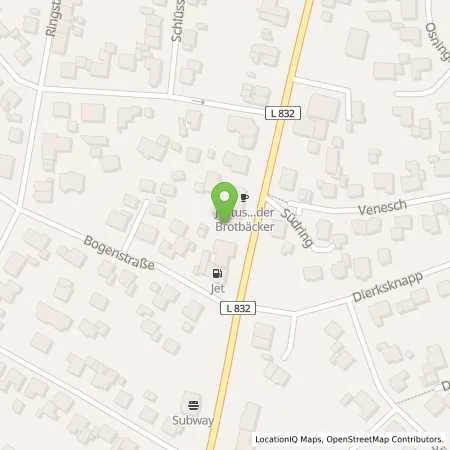 Standortübersicht der Tankstelle JET IBBENBUEREN MUENSTER STR. 108 in 49477 IBBENBUEREN