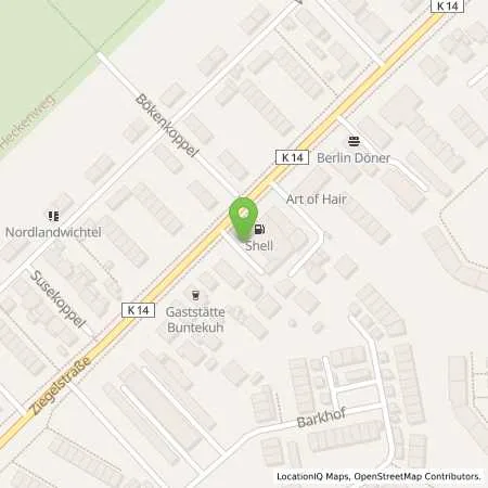 Standortübersicht der Tankstelle Shell Luebeck Ziegelstr. 167 in 23556 Luebeck