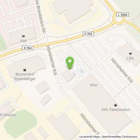 Standortübersicht der Tankstelle JET WETZLAR HOERNSHEIMER ECK in 35578 WETZLAR