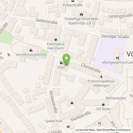Standortübersicht der Tankstelle Esso Tankstelle in 66333 VOELKLINGEN