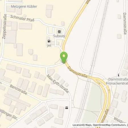 Standortübersicht der Tankstelle JET WAIBLINGEN WESTTANGENTE 5 in 71332 WAIBLINGEN