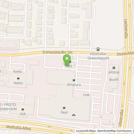Standortübersicht der Tankstelle JET REGENSBURG DONAUSTAUFER STR. 128 in 93059 REGENSBURG